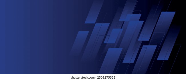 Fondo azul oscuro con forma cuadrada abstracta, concepto de Anuncio dinámico y deportivo. Ilustración vectorial