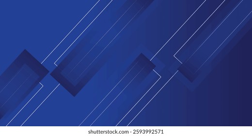 dark blue background with abstract square shape, dynamic and sport banner concept.