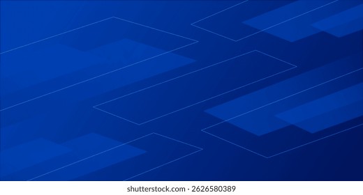 Fondo azul oscuro con forma cuadrada abstracta, concepto de Anuncio dinámico y deportivo.