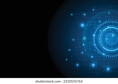 Fondo azul oscuro. Resumen del fondo tecnológico con conexión de línea y punto. Redes modernas con círculo de luz en la parte posterior.