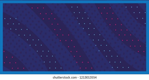 Dark blue background, bright striped ball with red dots, vector illustration