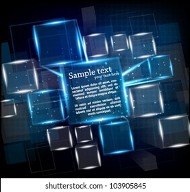 Dark blue background with cubes and lights