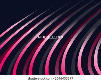 A dark blue background with curved bands varying in shades of pink, magenta and gray, creates a modern and dynamic composition suitable for digital backgrounds or futuristic designs.