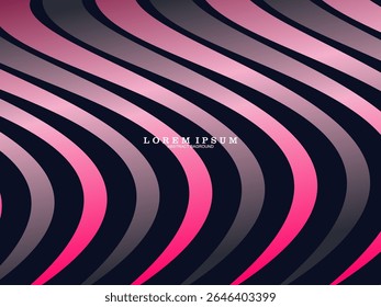 A dark blue background with curved bands varying in shades of pink, magenta and gray, creates a modern and dynamic composition suitable for digital backgrounds or futuristic designs.