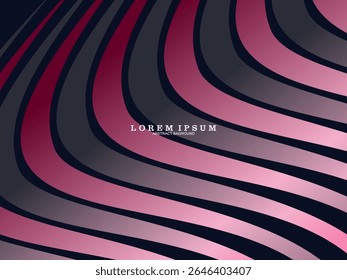 Un fondo azul oscuro con bandas curvas que varían en tonos de rosa, magenta y gris, crea una composición moderna y dinámica adecuada para fondos digitales o diseños futuristas.