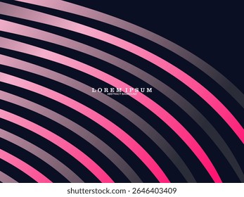 A dark blue background with curved bands varying in shades of pink, magenta and gray, creates a modern and dynamic composition suitable for digital backgrounds or futuristic designs.