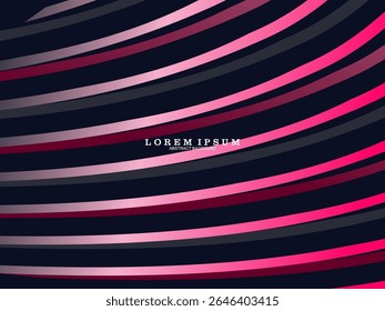 Un fondo azul oscuro con bandas curvas que varían en tonos de rosa, magenta y gris, crea una composición moderna y dinámica adecuada para fondos digitales o diseños futuristas.
