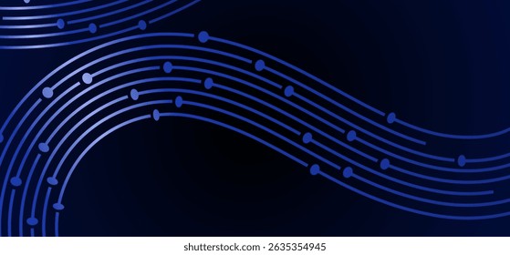 Dark blue background with curved, connected lines dots