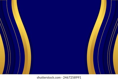 diseño de fondo azul oscuro con decoración de rayas doradas y espacio vacío para texto, tema de lujo y elegante	
