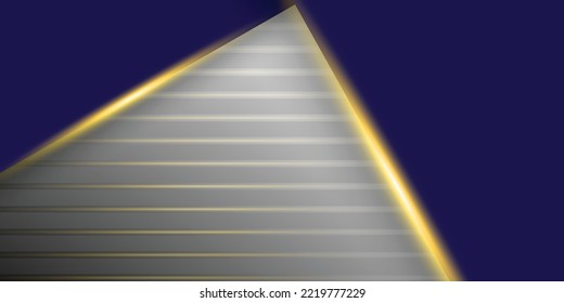Diseño de fondo azul oscuro con brillante patrón de banda dorada blanca, para banner de negocios digital lux, elegante, corporativo, digital, ondulado, formal, mínimo, inteligente, prestigioso, garrapata,