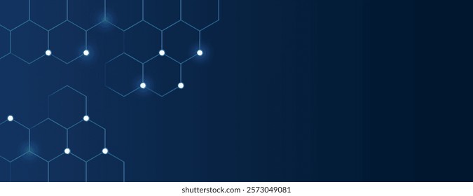 Dark blue background with digital gradient texture. The background features a hexagonal pattern with a blue color scheme. Minimal abstract digital hexagon vector background