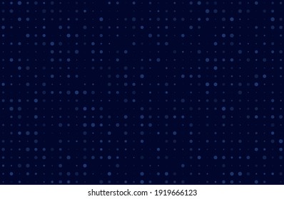 Dark blue background with dots of different sizes. Halftone pattern. General design for banners, cards, and wallpapers. Vector