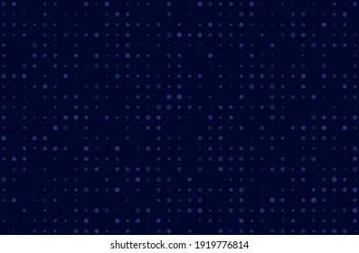 Dark blue background with dots of different sizes. Halftone pattern. General design for banners, cards, and wallpapers. Vector