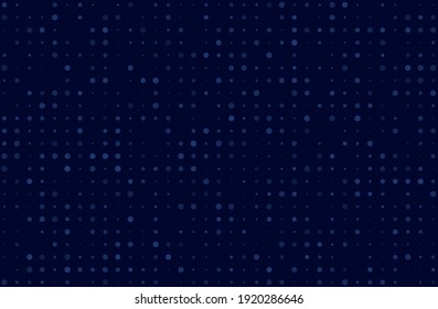 Dark blue background with dots of different sizes. Halftone pattern. General design for banners, cards, and wallpapers. Vector