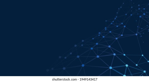 Dark blue background of dots and lines - Vector illustration