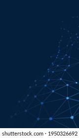 Dark blue background of dots and lines - Vector illustration