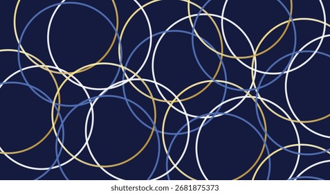 Fundo azul escuro com padrão de linha de círculo abstrato elegante