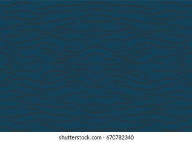 Dark blue background with engraving wavy texture. Seamless vector pattern. Line art. Hand drawn illustration.
