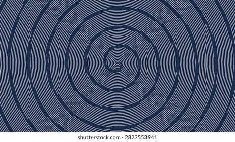 Dark blue background with fine light grey concentric circles creating a subtle spiral, abstract texture, motion background, graphic design element
