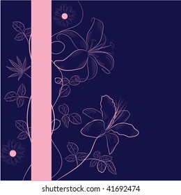 Dark blue background with flowers