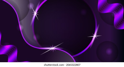 Dark blue background futuristic dark metallic abstract geometric shapes with glowing light, 3D rendering vector illustration