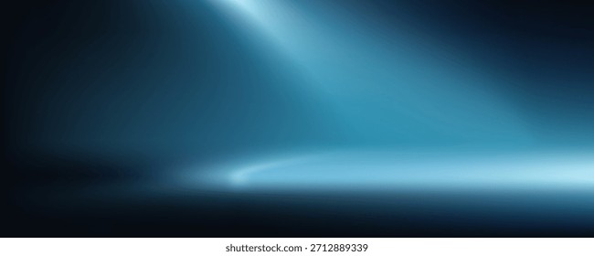 Fondo azul oscuro que brilla intensamente Diseño de Plantilla abstracto de la colocación del producto del estudio del escenario del proyector del rayo azul

