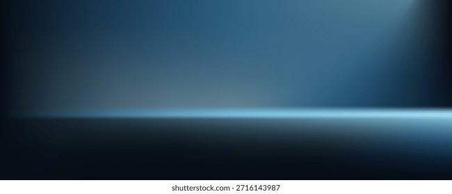 Dunkelblauer Hintergrund leuchtend hellblauer Strahl Scheinwerfer Bühne Studiohintergrund Produktplatzierung abstrakte Vorlage Design modern