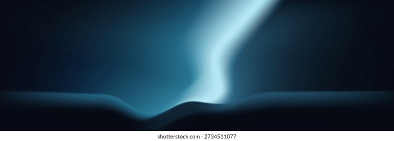 Dunkelblauer Hintergrund leuchtend hellblauer Strahl Scheinwerfer Bühne Studiohintergrund Produktplatzierung abstrakte Vorlage Design