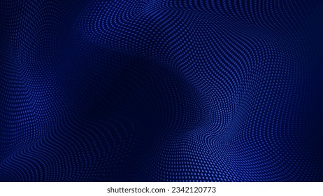 dark blue background glowing wave dots. dynamic blue dots particles background vector