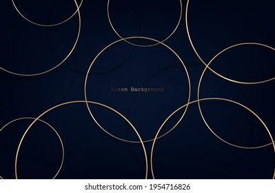 dark blue background with golden circles with shadown. modern background. vector illustration. eps 10