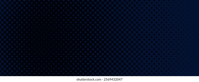 Dark blue background with halftone dotted pattern textured. Dark blue background with halftone gradient vector effect. Minimal abstract halftone vector background, dark blue wallpaper