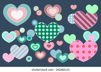 Dark blue background with hearts