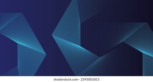 Dark blue background with hexagon geometric line pattern. Abstract shiny hexagon lines. Futuristic technology concept