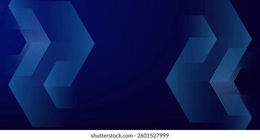 Dark blue background with hexagon geometric lines pattern. Abstract shiny hexagon lines. Futuristic technology concept