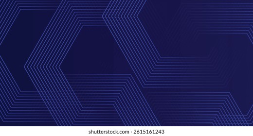 Dark blue background with hexagon geometric lines pattern. Abstract shiny hexagon lines. Futuristic technology concept vector eps10