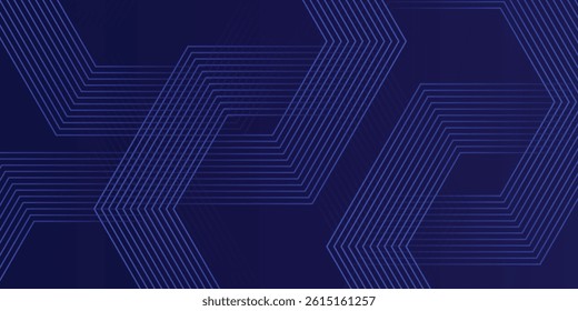 Dark blue background with hexagon geometric lines pattern. Abstract shiny hexagon lines. Futuristic technology concept vector eps10