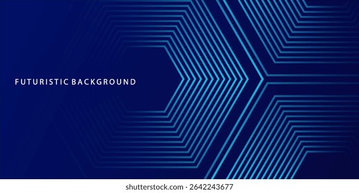 Dark blue background with hexagon geometric lines pattern. Abstract shiny hexagon lines. Futuristic technology concept