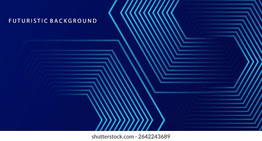 Fondo azul oscuro con patrón de líneas geométricas hexagonales. Abstractas líneas hexagonales brillantes. Concepto de tecnología futurista