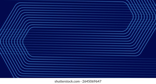 Dark blue background with hexagon geometric lines pattern. Abstract shiny hexagon lines. Futuristic technology concept