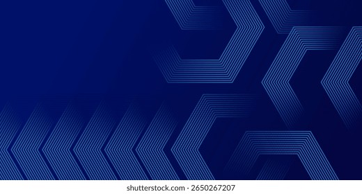 Dunkelblauer Hintergrund mit Hexagon geometrischen Linien Muster. Abstrakte glänzende Sechsecklinien. Futuristisches Technologiekonzept