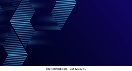 Dark blue background with hexagon geometric lines pattern. Abstract shiny hexagon lines. Futuristic technology concept, eps10