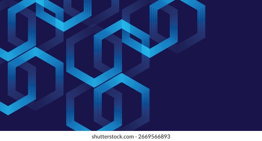 Fondo azul oscuro con patrón de líneas geométricas hexagonales moderno