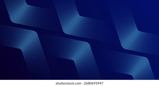Fondo azul oscuro con patrón de líneas geométricas hexagonales. Abstractas líneas hexagonales brillantes. Concepto de tecnología futurista. eps 10