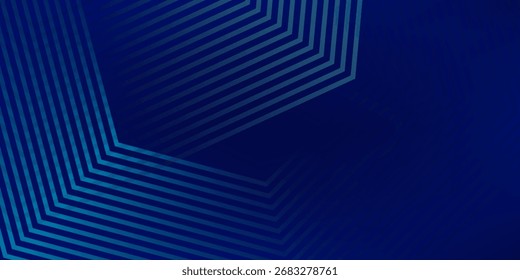 Dunkelblauer Hintergrund mit Hexagon geometrischen Linien Muster. Abstrakte glänzende Sechsecklinien. Futuristisches Technologiekonzept