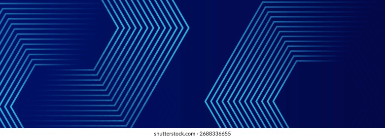 Fondo azul oscuro con patrón de líneas geométricas hexagonales. Abstractas líneas hexagonales brillantes.
