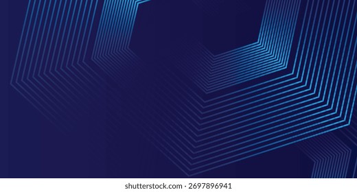 Dark blue background with hexagon geometric lines pattern. Abstract shiny hexagon lines. Futuristic vector eps10