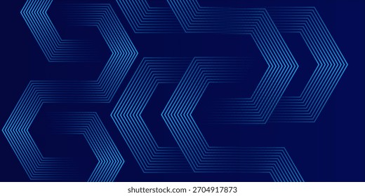 Fondo azul oscuro con patrón de líneas geométricas hexagonales. Abstractas líneas hexagonales brillantes. Concepto de tecnología futurista