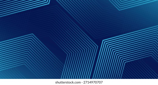 Plano de fundo azul escuro com padrão de linhas geométricas hexágono. Linha de elemento de sobreposição moderna escura brilhante abstrata