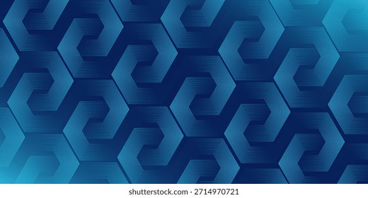 Dark blue background with hexagon geometric lines pattern. Abstract shiny drak old modern overlay 