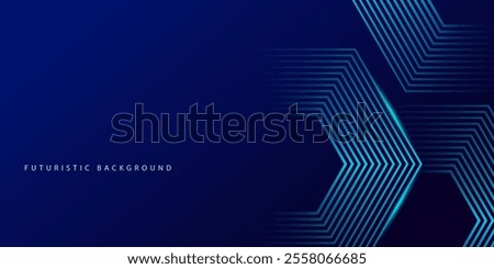 Dark blue background with hexagon geometric lines pattern. Abstract shiny hexagon lines. Futuristic technology concept